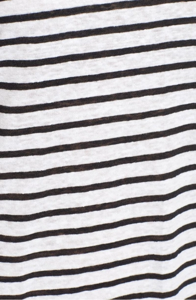 Shop Eileen Fisher Stripe Organic Linen Knit Shift Dress In White/ Black