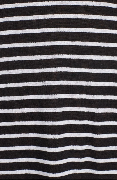 Shop Eileen Fisher Stripe Organic Linen Knit Shift Dress In Black/ White