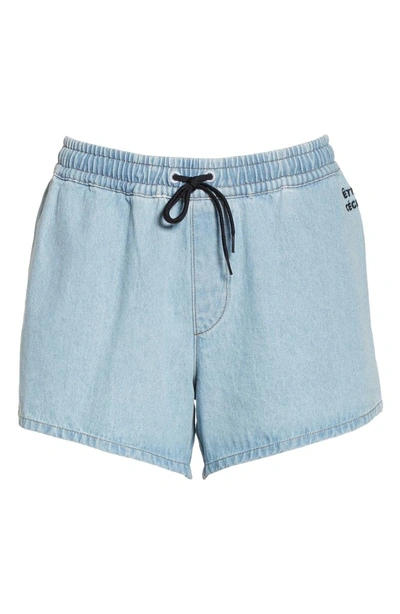 Shop Etre Cecile Rib Retro Shorts In Light Blue