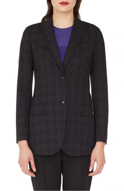 Shop Akris Speckled Wool Tweed Blazer In Charcoal