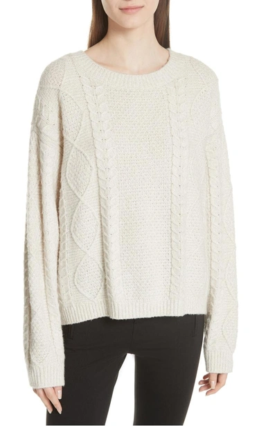 Shop Vince Wool & Cashmere Blend Cable Knit Sweater In Off White/ Marzipan