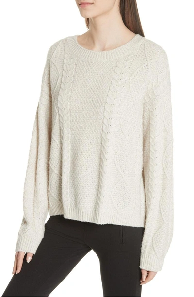 Shop Vince Wool & Cashmere Blend Cable Knit Sweater In Off White/ Marzipan
