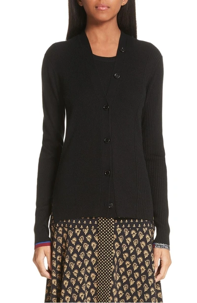 Shop Proenza Schouler Pattern Cuff Silk & Cashmere Blend Cardigan In Black