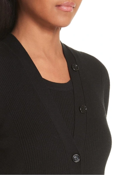 Shop Proenza Schouler Pattern Cuff Silk & Cashmere Blend Cardigan In Black