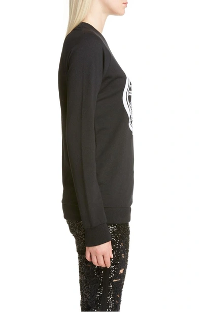 Shop Balmain Coin Logo Sweatshirt In Black/ White