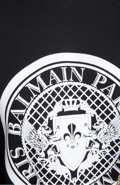 Shop Balmain Coin Logo Sweatshirt In Black/ White