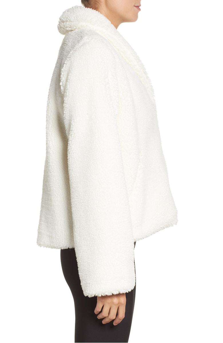 Alo Yoga Cozy Up Faux Fur Crop Jacket In Pristine | ModeSens