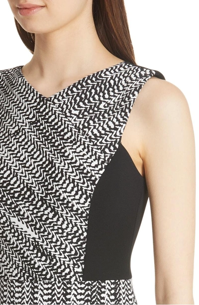 Shop Jason Wu Herringbone Jacquard Sheath Dress In Black/ Chalk