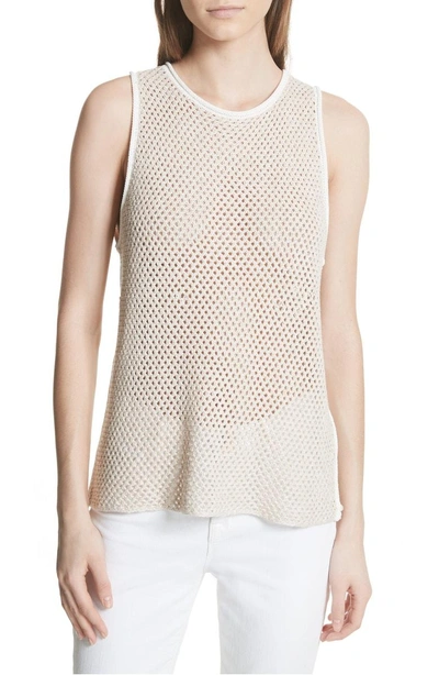 Shop Theory New Harbor Linen Blend Mesh Tank In Ivory