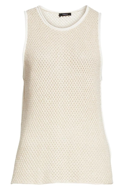 Shop Theory New Harbor Linen Blend Mesh Tank In Ivory