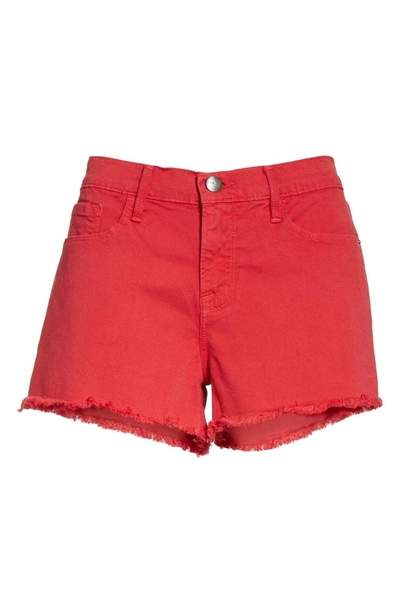 Shop Frame Le Cutoff Denim Shorts In Vintage Red