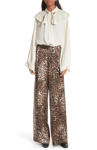 Shop Nili Lotan Vivianna Leopard Print Silk Pants