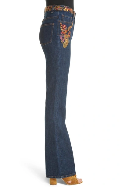 Shop Etro Paisley Embroidered Flare Jeans In Blue