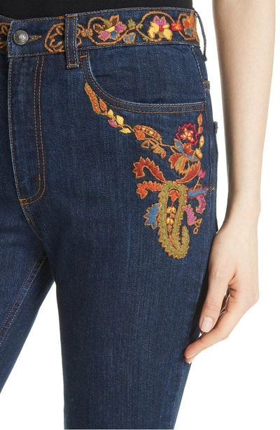 Shop Etro Paisley Embroidered Flare Jeans In Blue