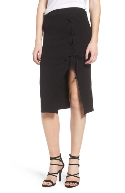 Shop Stateside Rib Knit Lace-up Skirt In Black