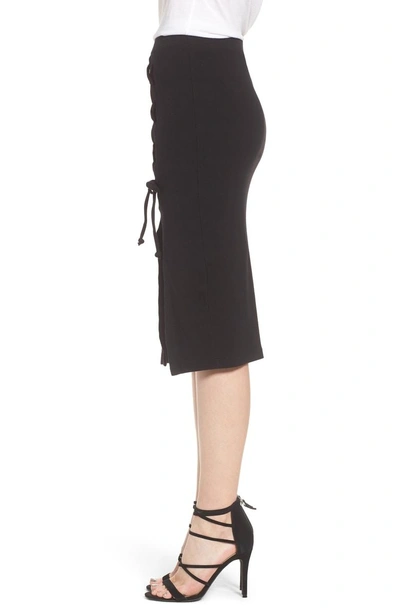 Shop Stateside Rib Knit Lace-up Skirt In Black