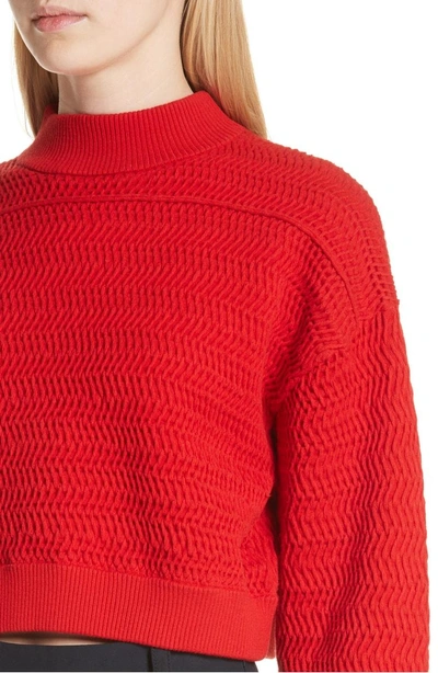 Shop 3.1 Phillip Lim / フィリップ リム Faux Plait Silk Blend Crop Sweater In Poppy