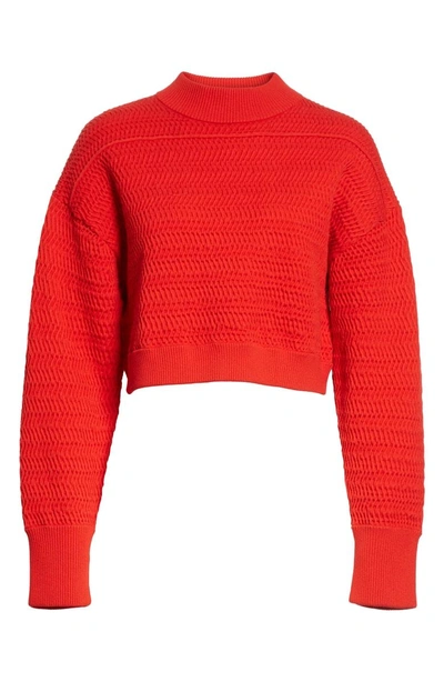 Shop 3.1 Phillip Lim / フィリップ リム Faux Plait Silk Blend Crop Sweater In Poppy