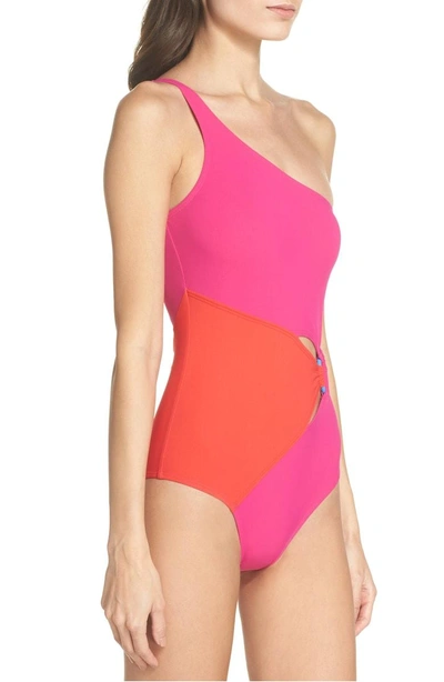 Shop Diane Von Furstenberg O-ring One-piece Swimsuit In Hot Pink/ Geranium