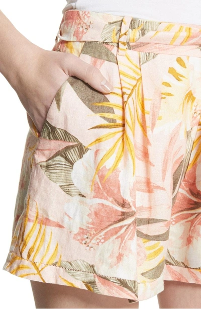 Shop Joie Jaklynn Tie Waist Floral Shorts In Dusty Nude