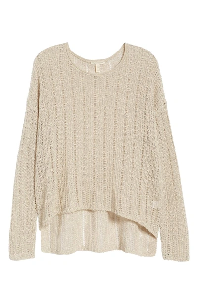 Shop Eileen Fisher Open Knit Organic Linen Blend Sweater In Pebble