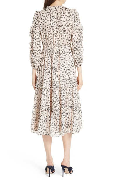 Shop Ulla Johnson Fantine Floral Cotton & Silk Dress In Blush