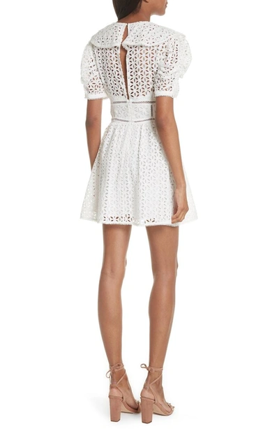 Shop Self-portrait Puff Shoulder Broderie Anglaise Dress In White