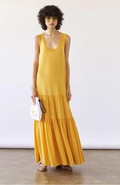 Shop Elizabeth And James Hazel Silk Tank Dress In Saffron