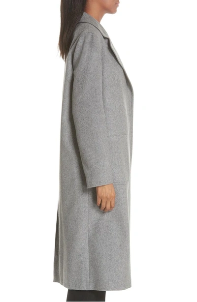 Shop Helene Berman Notch Collar Edge To Edge Wool Blend Coat In Grey