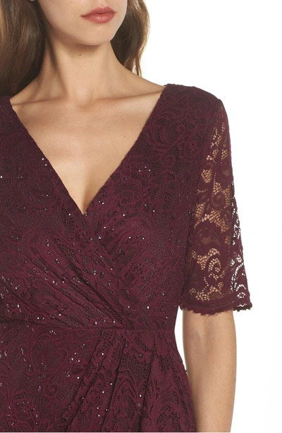 Adrianna Papell Embellished Lace Gown In Rich Raisin ModeSens