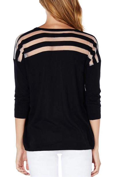 Shop Michael Stars Sheer Stripe Sweater In Black