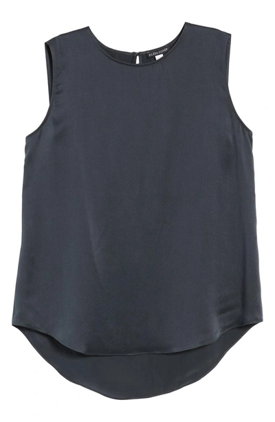 Shop Eileen Fisher Round Neck Silk Tank In Graphite