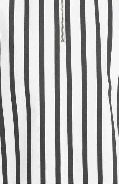 Shop Alice And Olivia Nella Button Front Stripe Dress In Monochrome Stripe