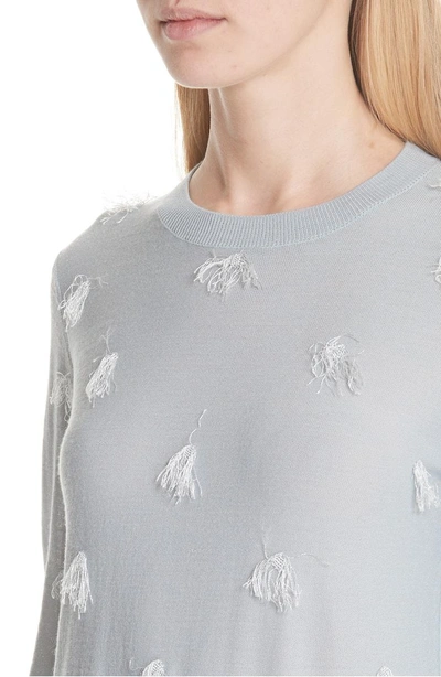 Shop Christian Wijnants Fringe Crewneck Sweater In Fringes Light Grey/ Silver