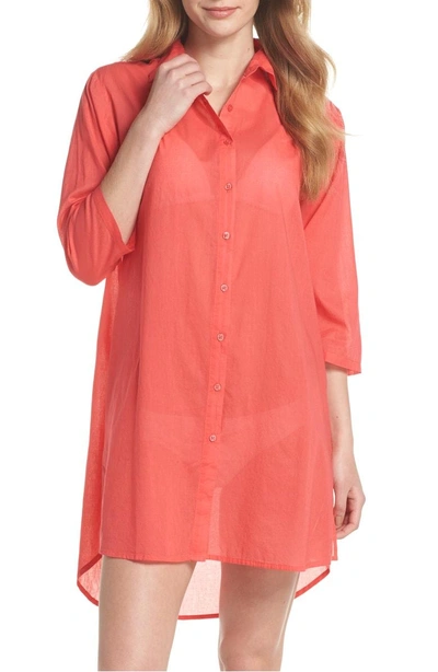 Shop Echo Solid Cover-up Dress In Hibiscus