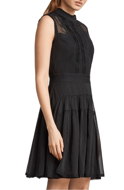 Shop Allsaints Myra Dot Pintuck Dress In Black