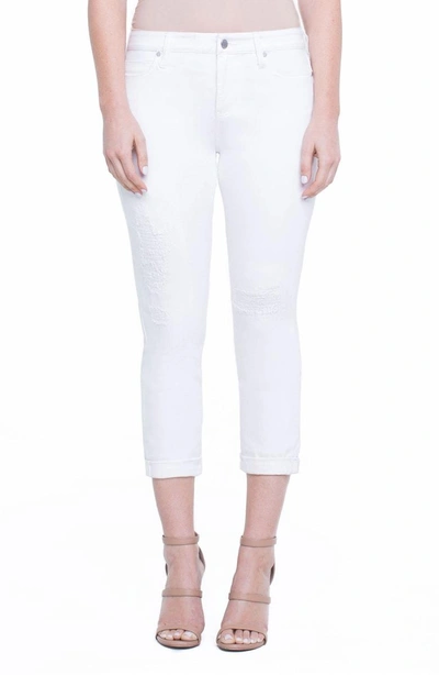 Shop Liverpool Marley Girlfriend Jeans In Luna White Mended