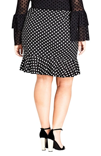 Shop City Chic Spot Frill Skirt In Black Spot