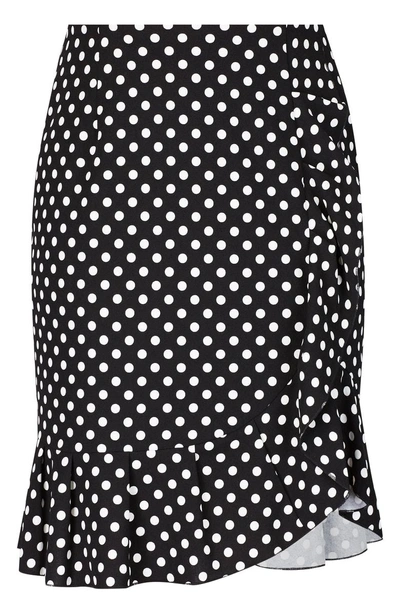 Shop City Chic Spot Frill Skirt In Black Spot