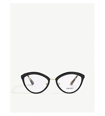 Shop Prada Womens Black Pr14uv Oval-frame Glasses