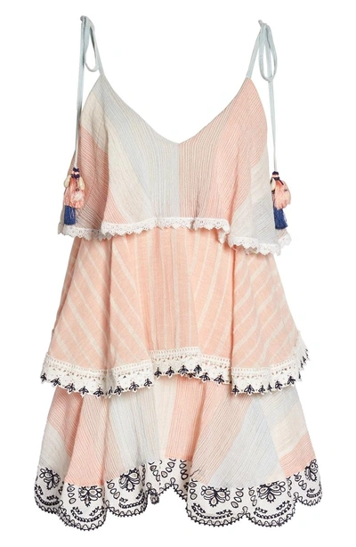 Shop Hemant & Nandita Tiered Cover-up Dress In Peach