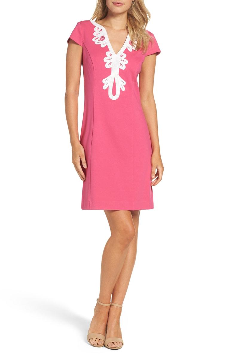 eliza j embroidered sheath dress