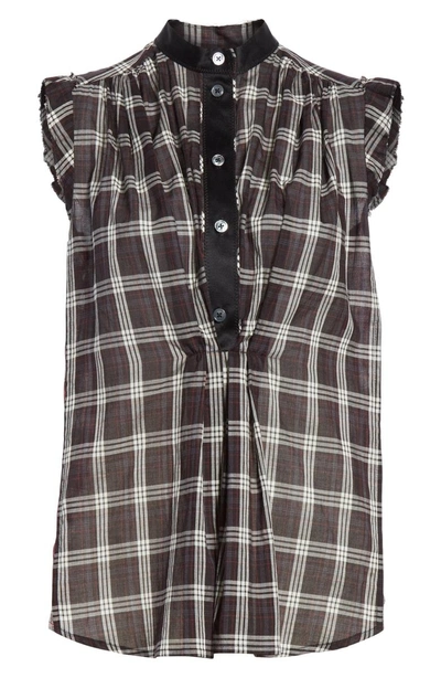 Shop Marc Jacobs Ruffle Detail Patchwork Plaid Blouse In Black/ White