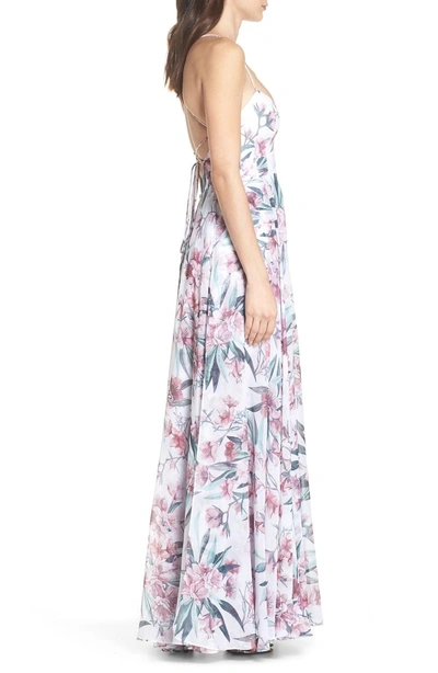 Shop Fame And Partners Khoo Floral Gown In Azalea Pastel Floral