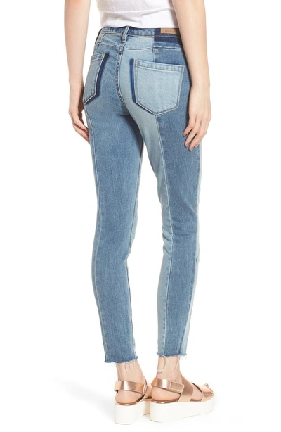 Shop Blanknyc The Reade Patchwork Crop Skinny Jeans In Midtown Madness