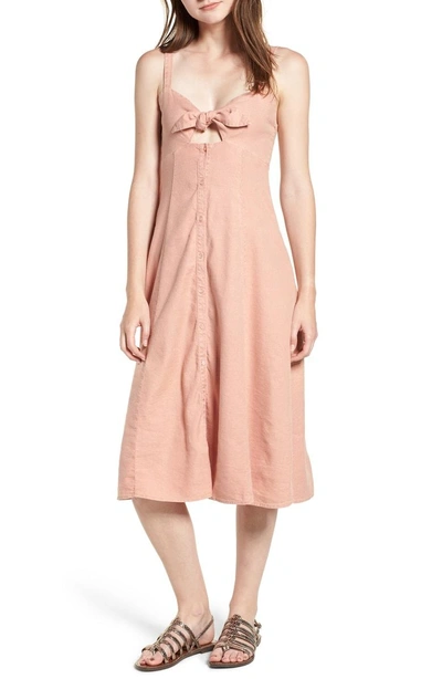 Shop Splendid Slub Tie Front Dress In Adobe Pink