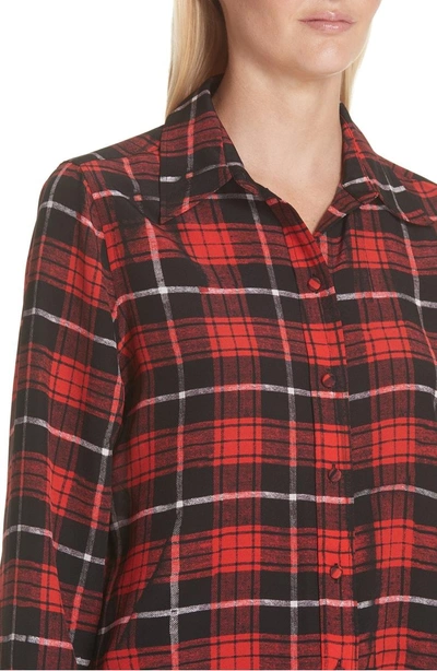 Shop Marc Jacobs Plaid Print Silk Shirt In Red Multi