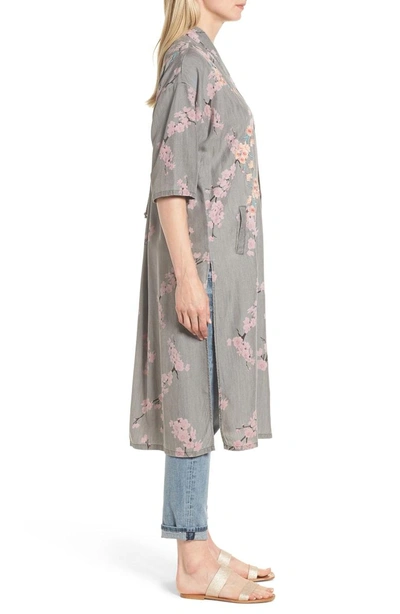 Shop Billy T Cherry Blossom Kimono In Grey Cherry Blossom