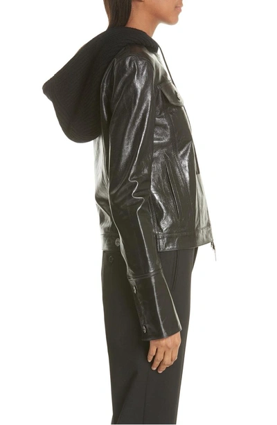 Shop Helmut Lang Hooded Leather Jacket In Black