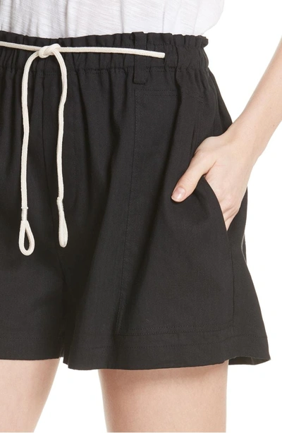 Shop Vince Rope Tie Linen Blend Shorts In Black